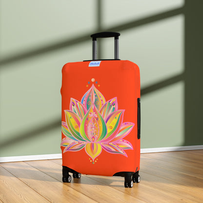 Lotus Flower Hand Drawn Mandala Art Orange Red Luggage Cover - Protect Your Luggage in Style Accessories - Blululi