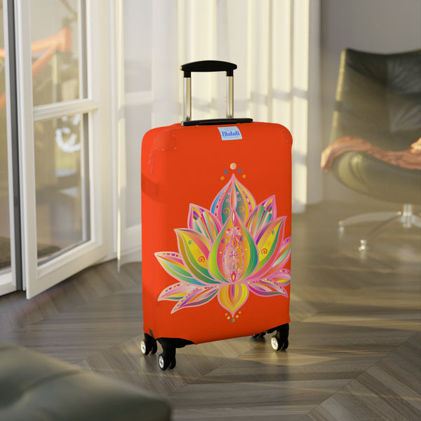 Lotus Flower Hand Drawn Mandala Art Orange Red Luggage Cover - Protect Your Luggage in Style Accessories - Blululi