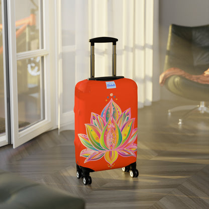 Lotus Flower Hand Drawn Mandala Art Orange Red Luggage Cover - Protect Your Luggage in Style Accessories - Blululi