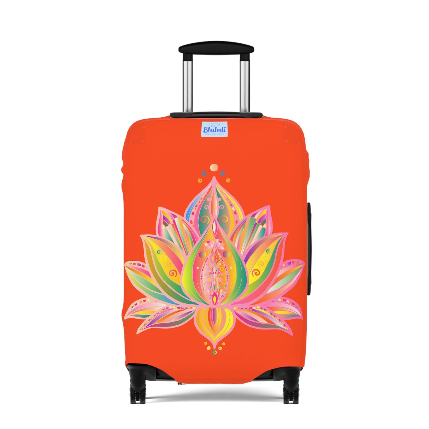 Lotus Flower Hand Drawn Mandala Art Orange Red Luggage Cover - Protect Your Luggage in Style Accessories - Blululi