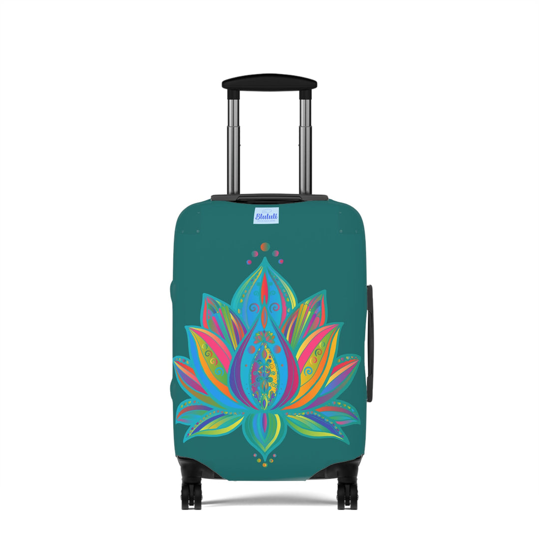 Lotus Flower Mandala Azure Shades Luggage Cover - Available in Three Sizes Accessories - Blululi