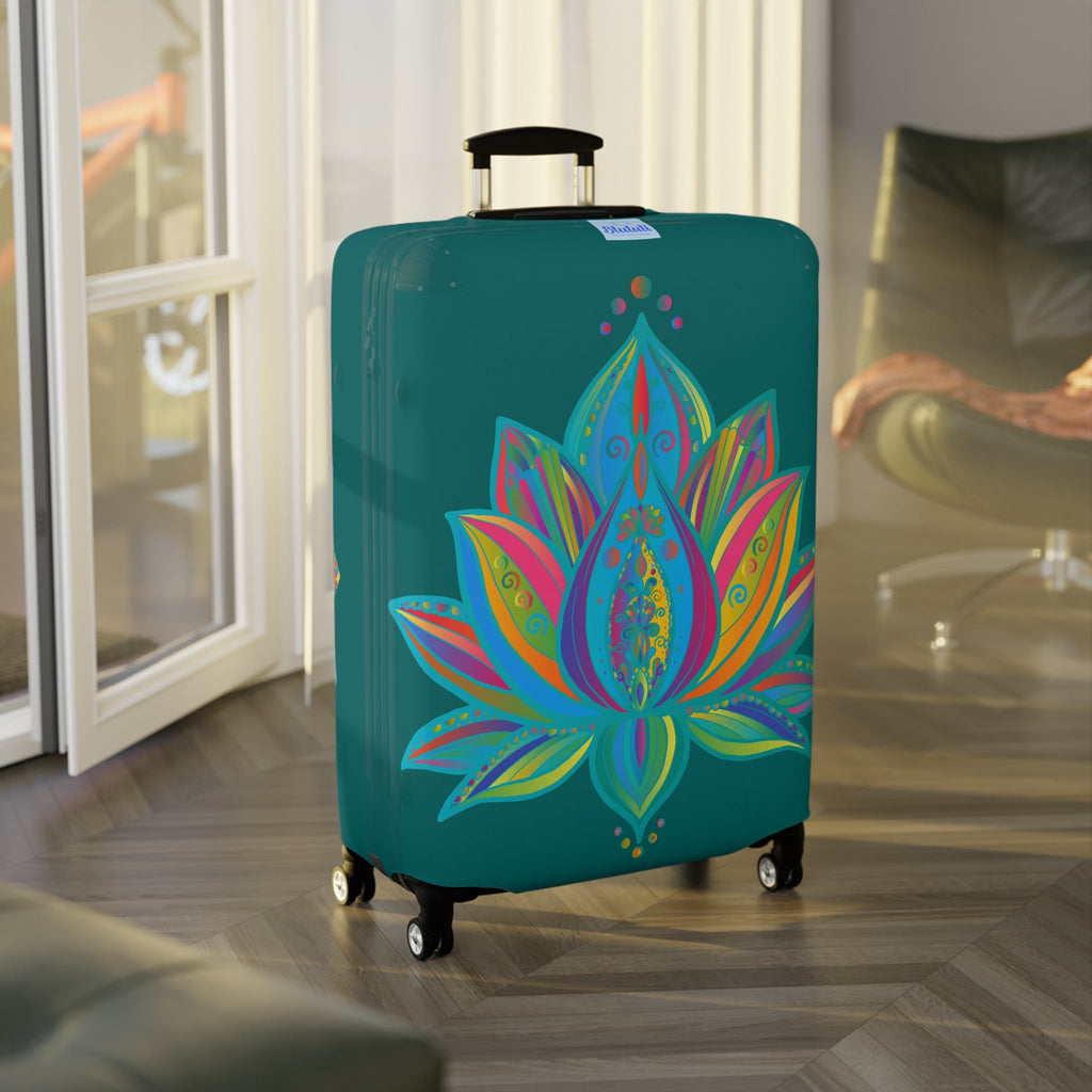 Lotus Flower Mandala Azure Shades Luggage Cover - Available in Three Sizes Accessories - Blululi