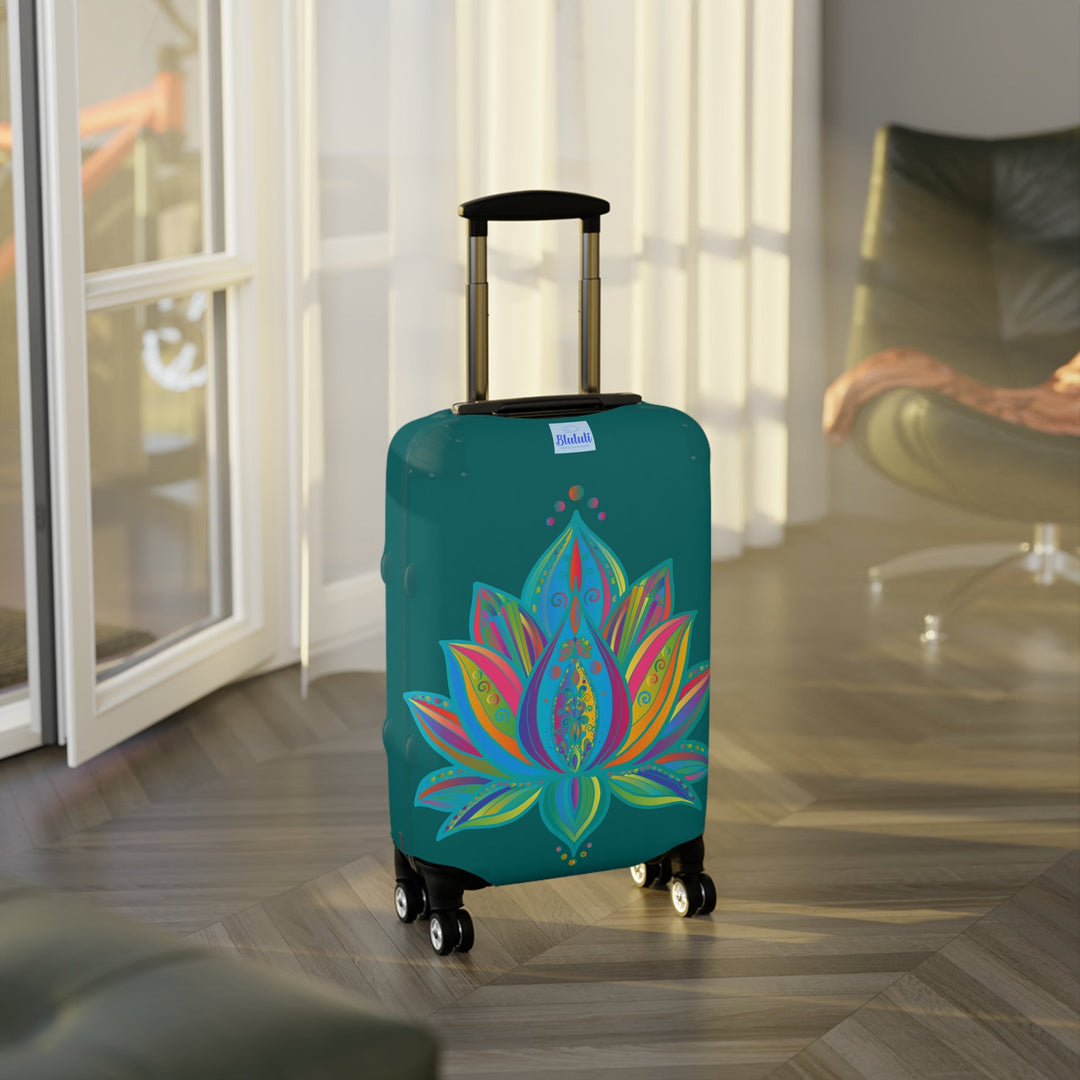 Lotus Flower Mandala Azure Shades Luggage Cover - Available in Three Sizes Accessories - Blululi