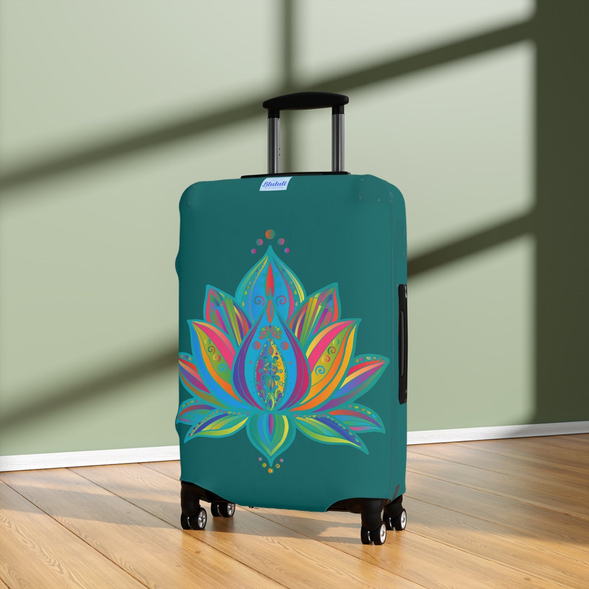 Lotus Flower Mandala Azure Shades Luggage Cover - Available in Three Sizes Accessories - Blululi