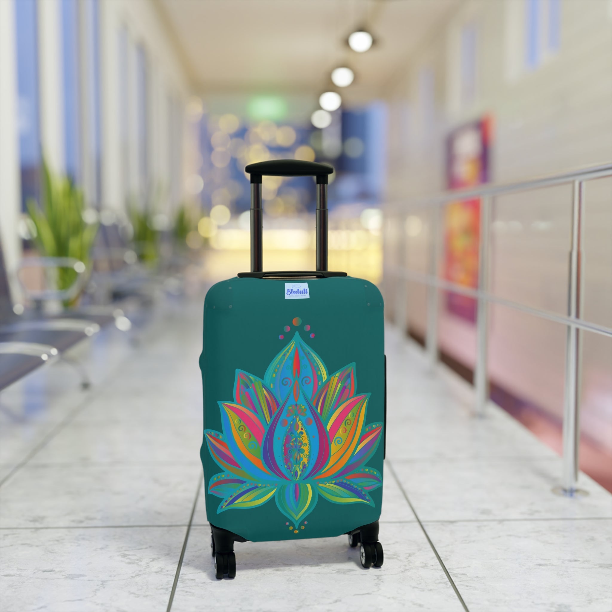 Lotus Flower Mandala Azure Shades Luggage Cover - Available in Three Sizes Accessories - Blululi