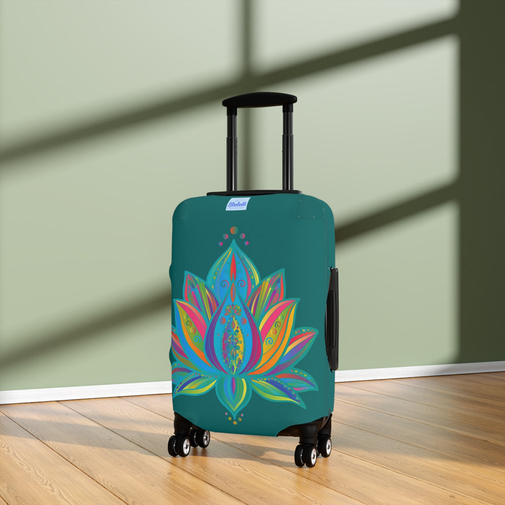 Lotus Flower Mandala Azure Shades Luggage Cover - Available in Three Sizes Accessories - Blululi