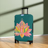 Luggage Cover - Lotus Flower Hand Drawn Mandala Art Pink and Petroleum Green Shades - Available in Three Sizes Accessories - Blululi