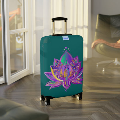 Luggage Cover - Lotus Flower Mandala Art Purple and Petroleum Green - Available in 3 Sizes Accessories - Blululi