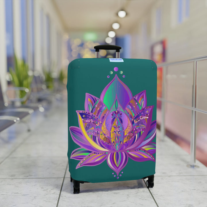 Luggage Cover - Lotus Flower Mandala Art Purple and Petroleum Green - Available in 3 Sizes Accessories - Blululi