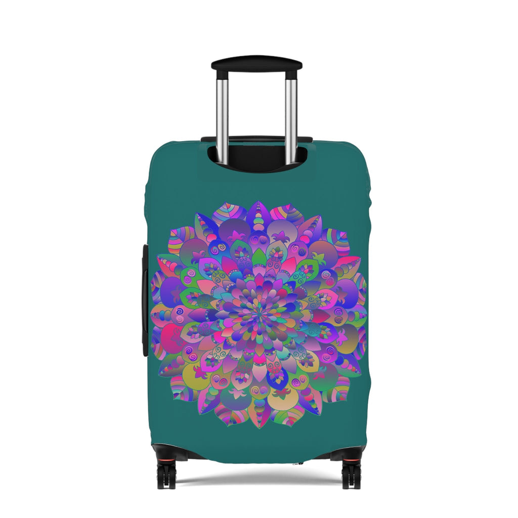 Luggage Cover - Lotus Flower Mandala Art Purple and Petroleum Green - Available in 3 Sizes Accessories - Blululi