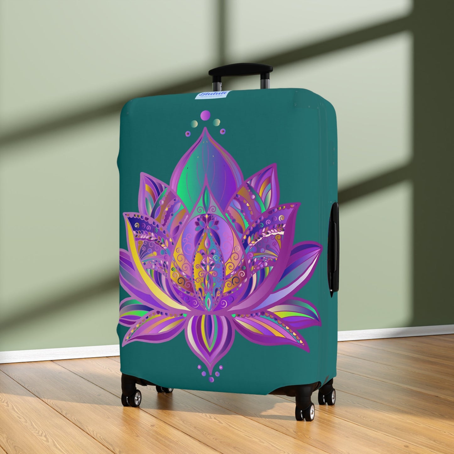 Luggage Cover - Lotus Flower Mandala Art Purple and Petroleum Green - Available in 3 Sizes Accessories - Blululi