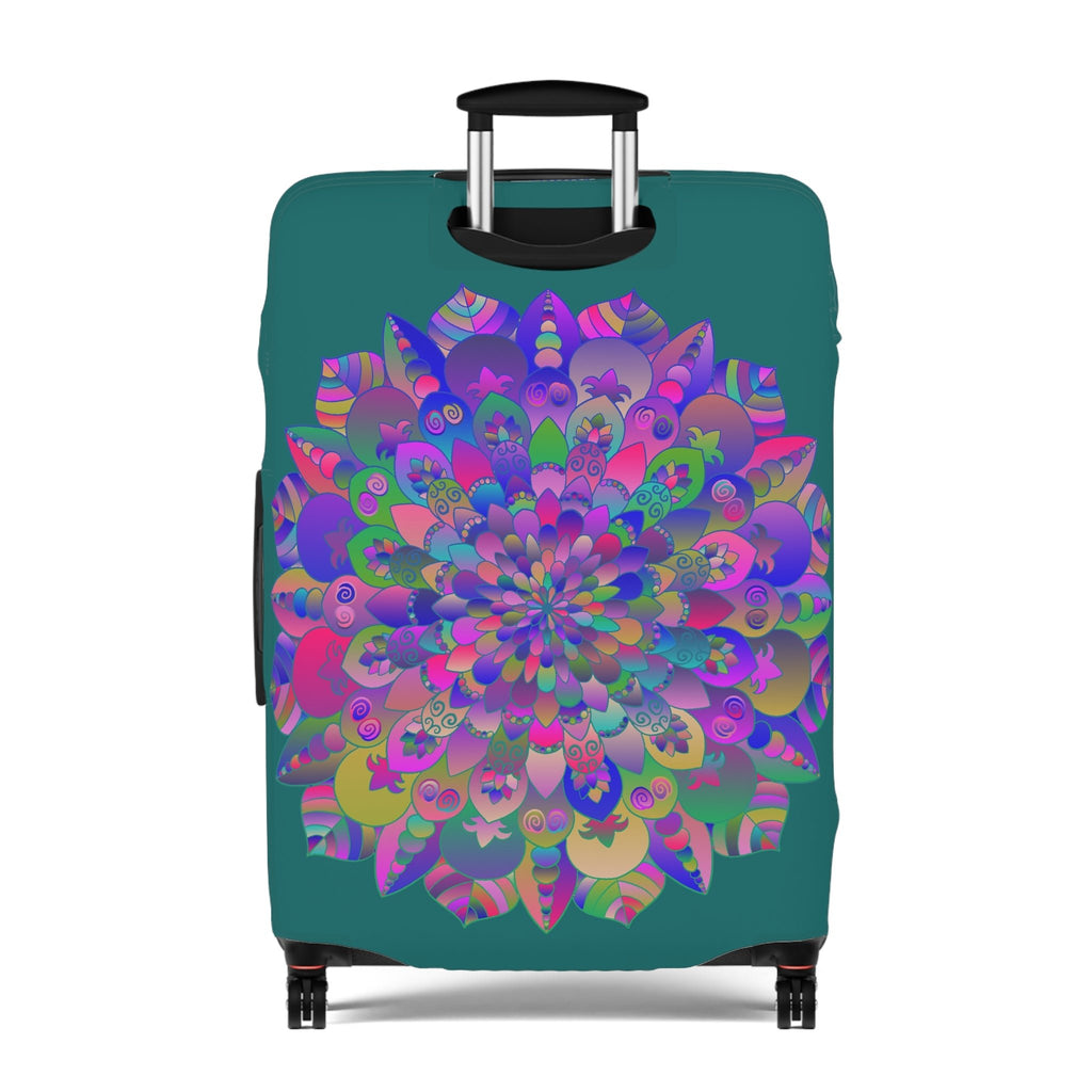 Luggage Cover - Lotus Flower Mandala Art Purple and Petroleum Green - Available in 3 Sizes Accessories - Blululi