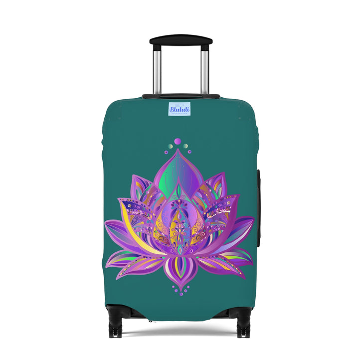 Luggage Cover - Lotus Flower Mandala Art Purple and Petroleum Green - Available in 3 Sizes Accessories - Blululi