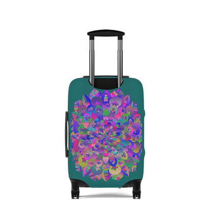 Luggage Cover - Lotus Flower Mandala Art Purple and Petroleum Green - Available in 3 Sizes Accessories - Blululi