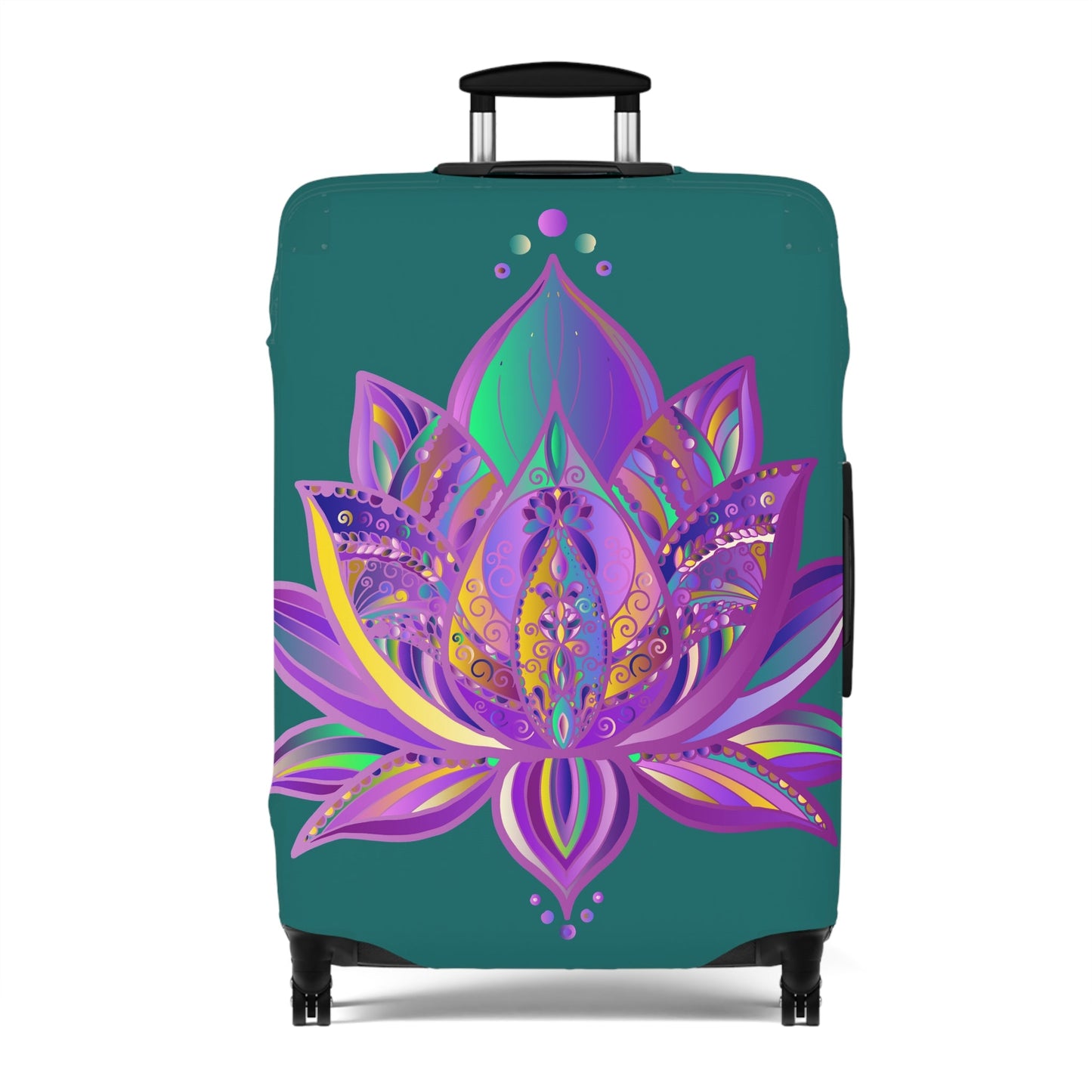 Luggage Cover - Lotus Flower Mandala Art Purple and Petroleum Green - Available in 3 Sizes Accessories - Blululi