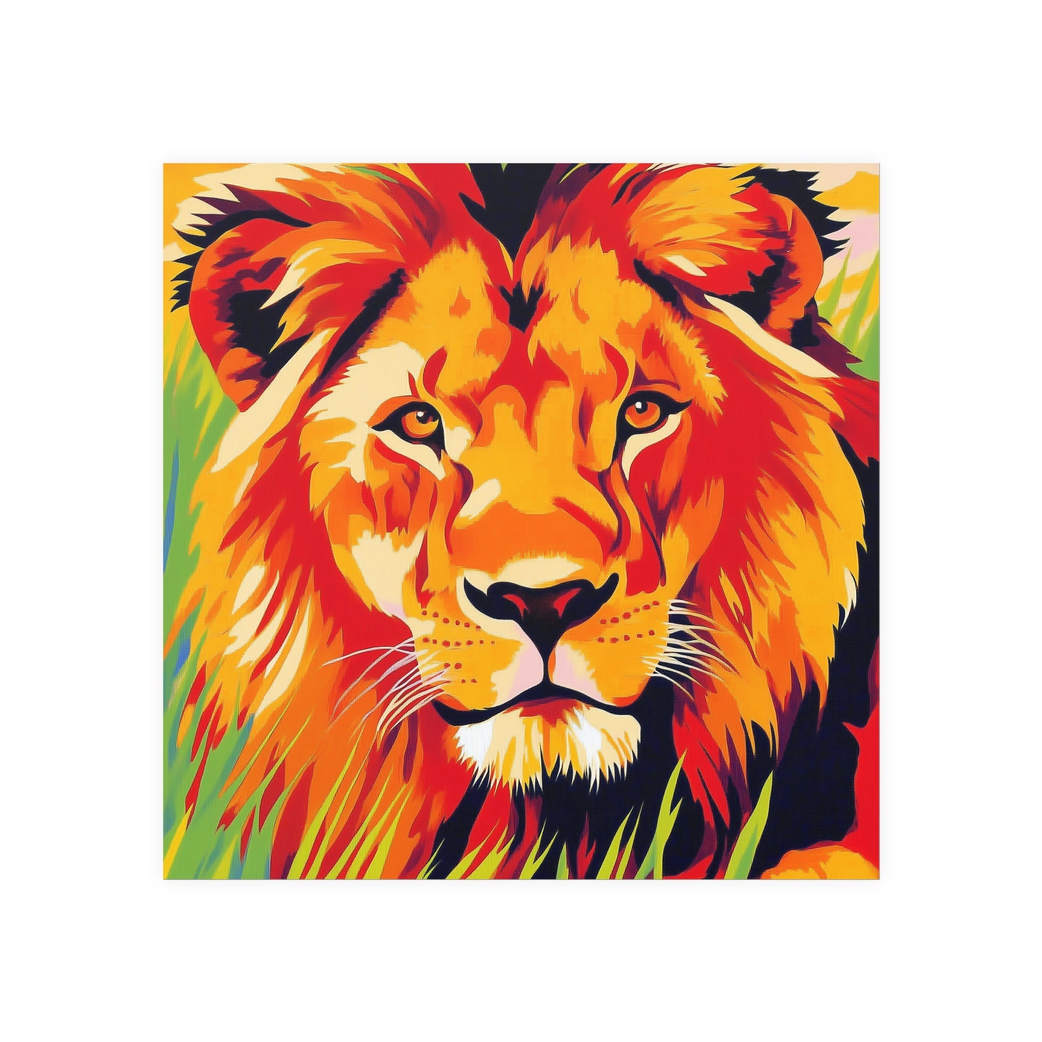 Majestic Lion Portrait - Vibrant Savanna Art Print Poster - Blululi