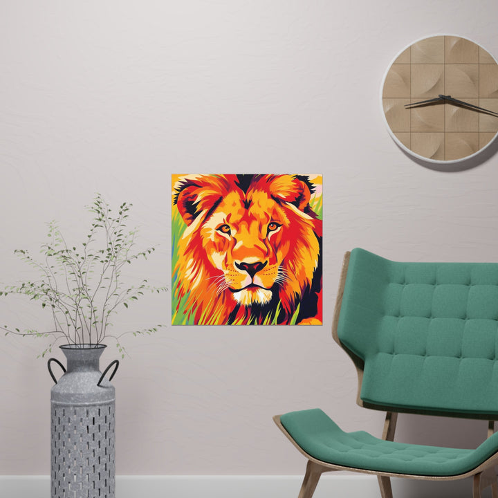 Majestic Lion Portrait - Vibrant Savanna Art Print Poster - Blululi