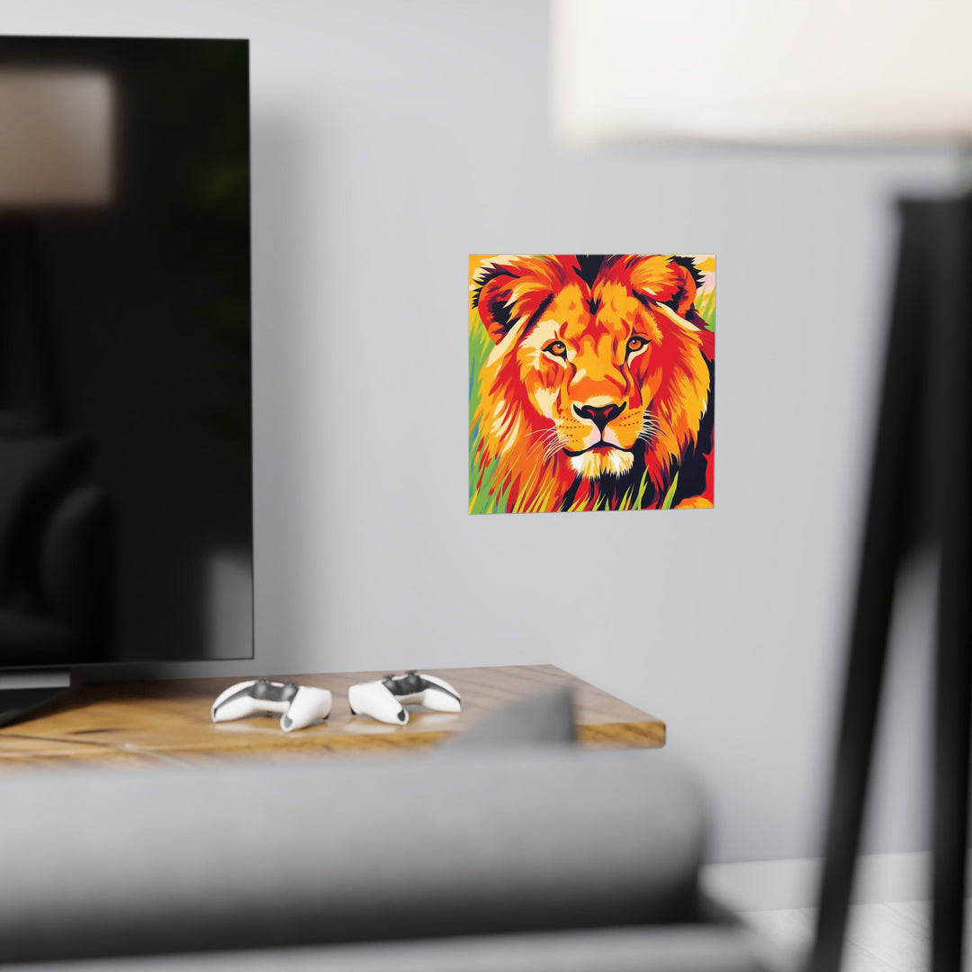 Majestic Lion Portrait - Vibrant Savanna Art Print Poster - Blululi