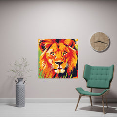 Majestic Lion Portrait - Vibrant Savanna Art Print Poster - Blululi