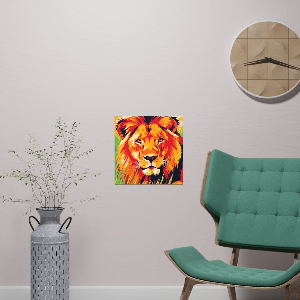 Majestic Lion Portrait - Vibrant Savanna Art Print Poster - Blululi