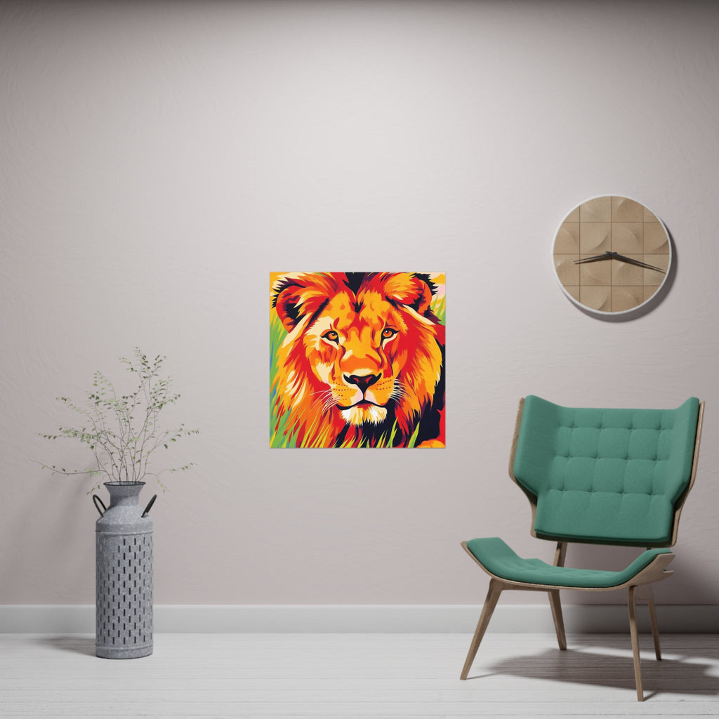 Majestic Lion Portrait - Vibrant Savanna Art Print Poster - Blululi