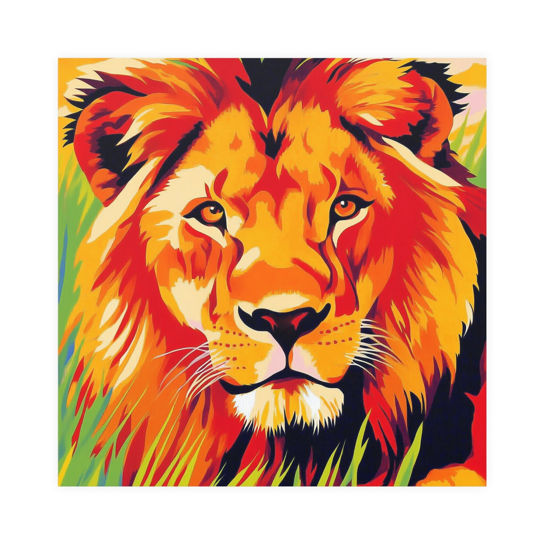 Majestic Lion Portrait - Vibrant Savanna Art Print Poster - Blululi