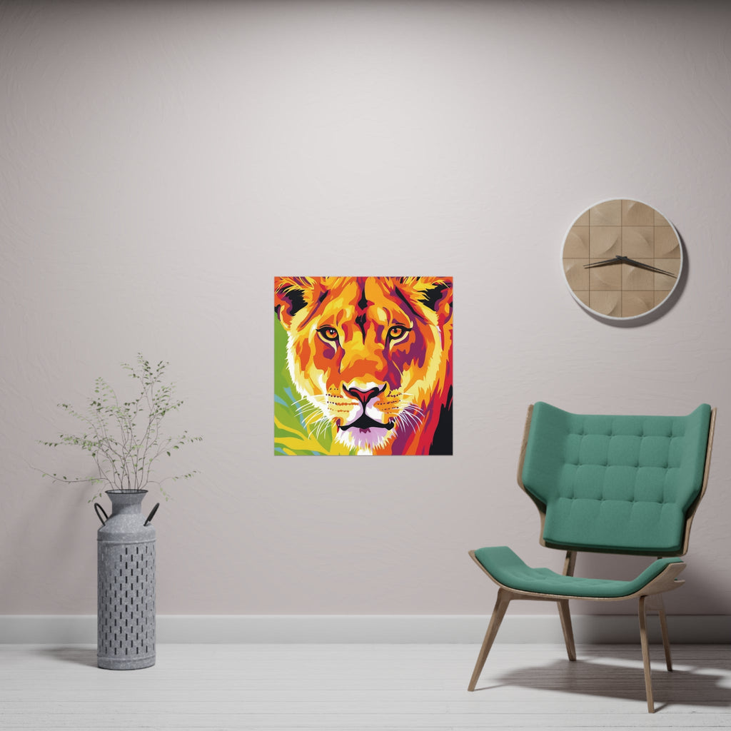 Majestic Lioness Portrait - Colorful Savanna Art Print Poster - Blululi