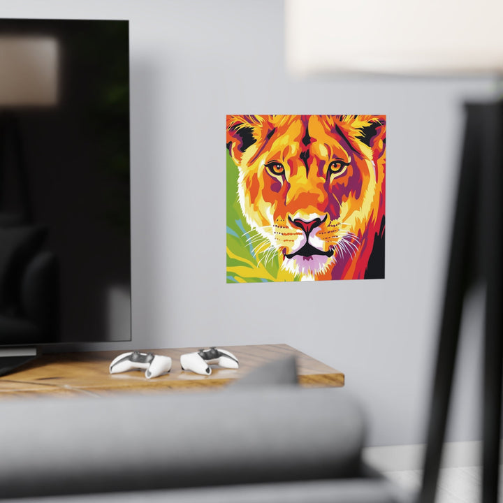 Majestic Lioness Portrait - Colorful Savanna Art Print Poster - Blululi