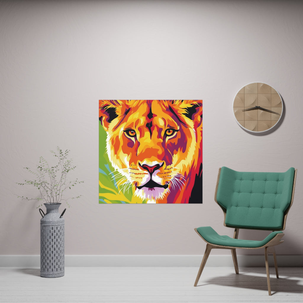 Majestic Lioness Portrait - Colorful Savanna Art Print Poster - Blululi