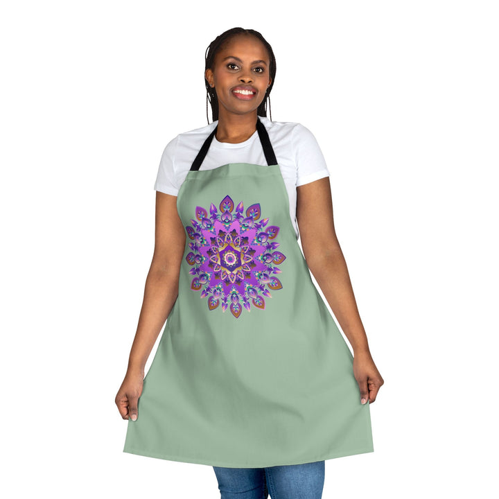 Mandala Apron - Sage Green - Hand Drawn Art All Over Prints - Blululi