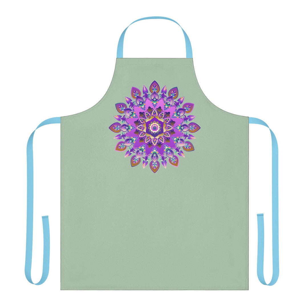 Mandala Apron - Sage Green - Hand Drawn Art All Over Prints - Blululi