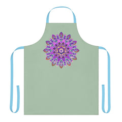 Mandala Apron - Sage Green - Hand Drawn Art All Over Prints - Blululi