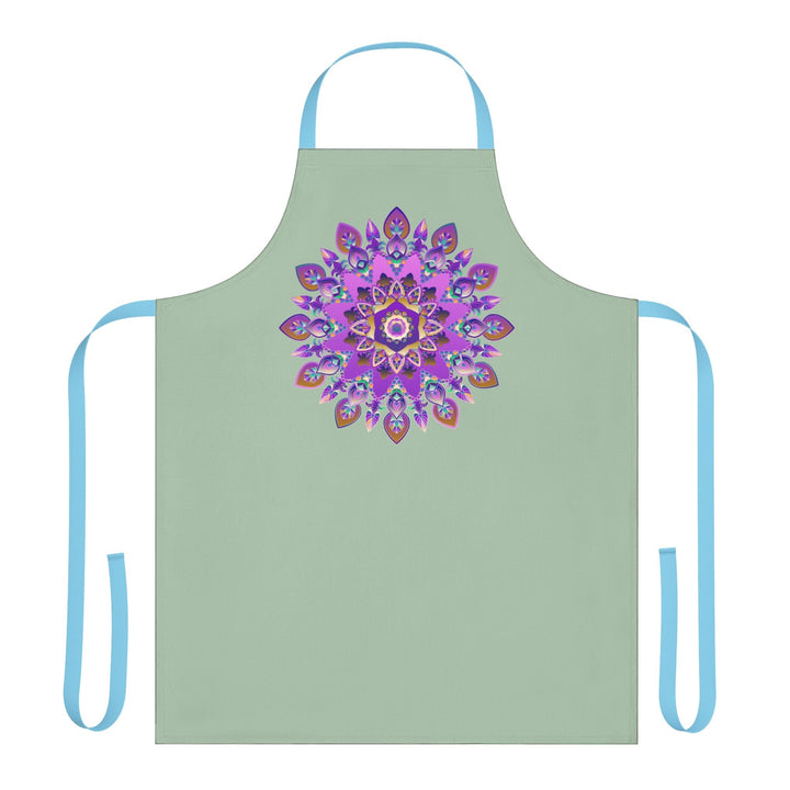 Mandala Apron - Sage Green - Hand Drawn Art All Over Prints - Blululi