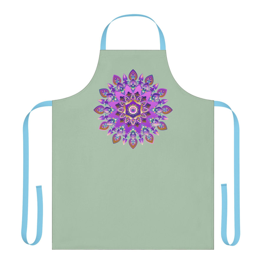 Mandala Apron - Sage Green - Hand Drawn Art All Over Prints - Blululi