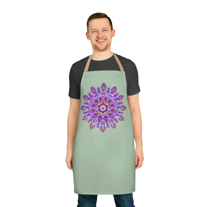 Mandala Apron - Sage Green - Hand Drawn Art All Over Prints - Blululi