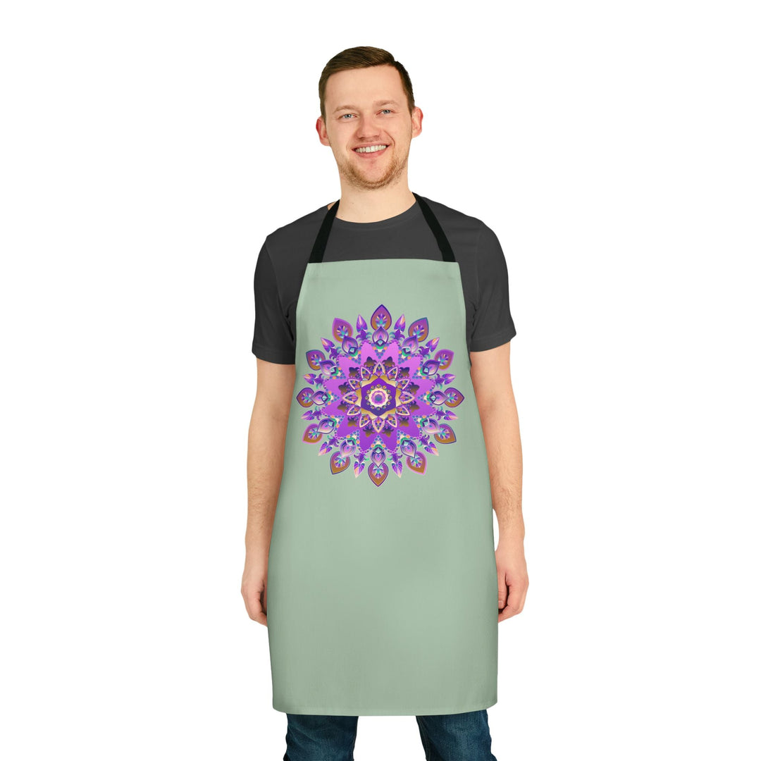 Mandala Apron - Sage Green - Hand Drawn Art All Over Prints - Blululi