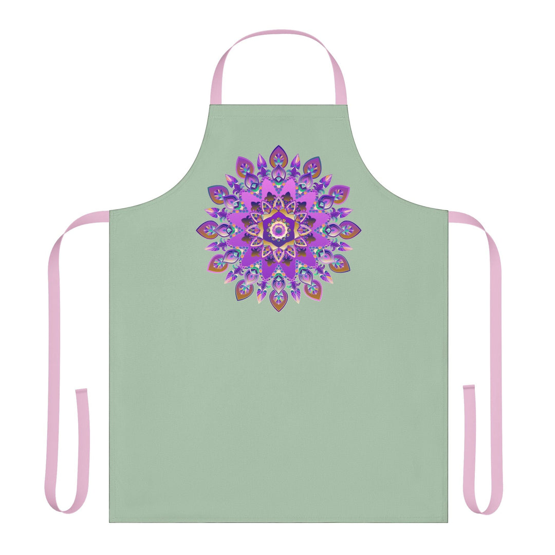 Mandala Apron - Sage Green - Hand Drawn Art All Over Prints - Blululi