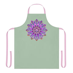 Mandala Apron - Sage Green - Hand Drawn Art All Over Prints - Blululi