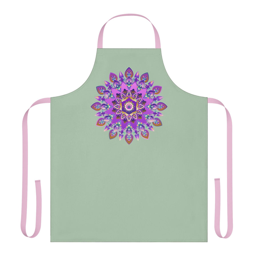 Mandala Apron - Sage Green - Hand Drawn Art All Over Prints - Blululi