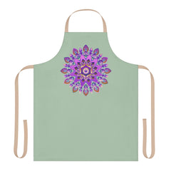 Mandala Apron - Sage Green - Hand Drawn Art All Over Prints - Blululi