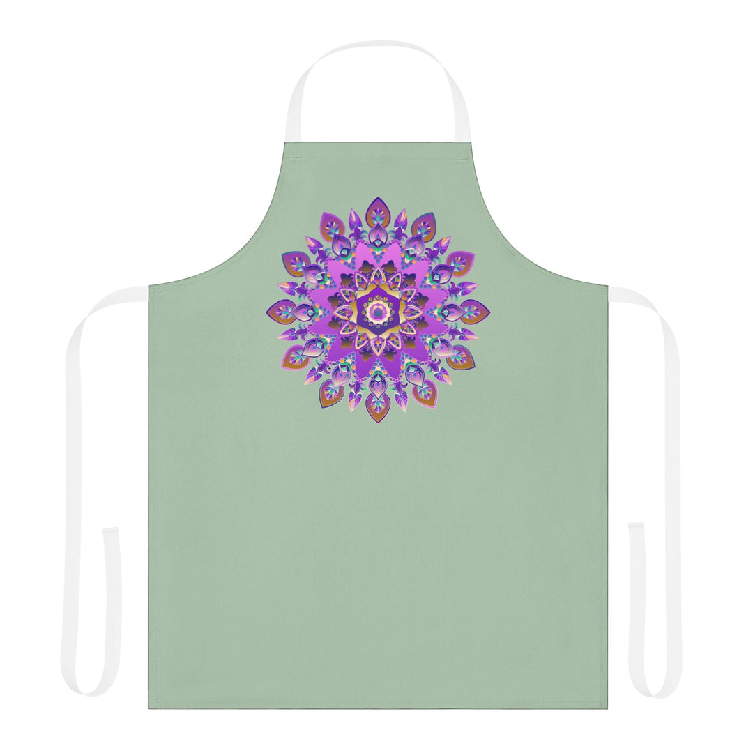 Mandala Apron - Sage Green - Hand Drawn Art All Over Prints - Blululi