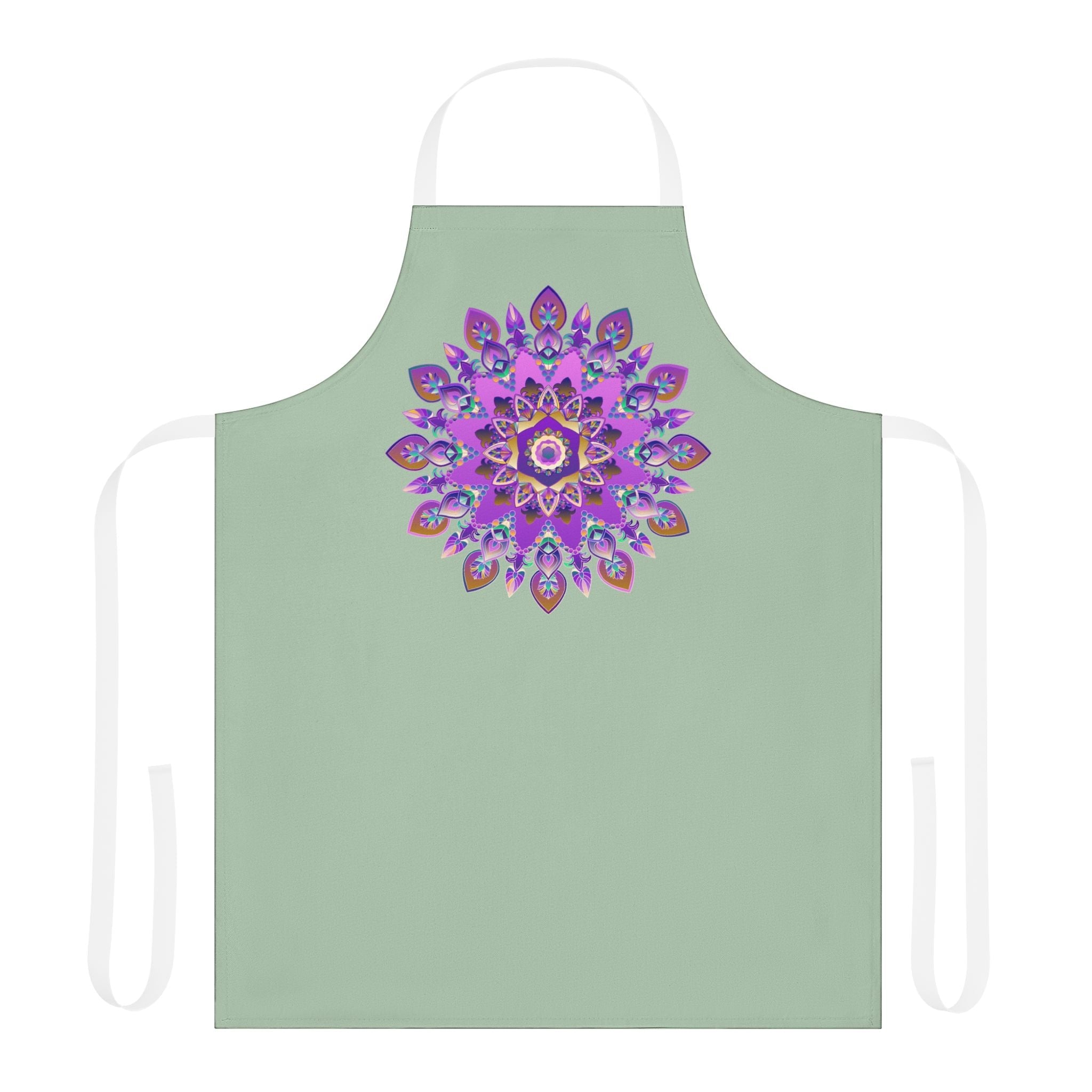 Mandala Apron - Sage Green - Hand Drawn Art All Over Prints - Blululi