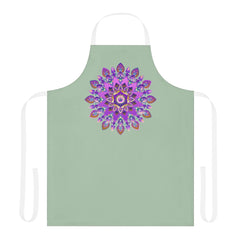 Mandala Apron - Sage Green - Hand Drawn Art All Over Prints - Blululi