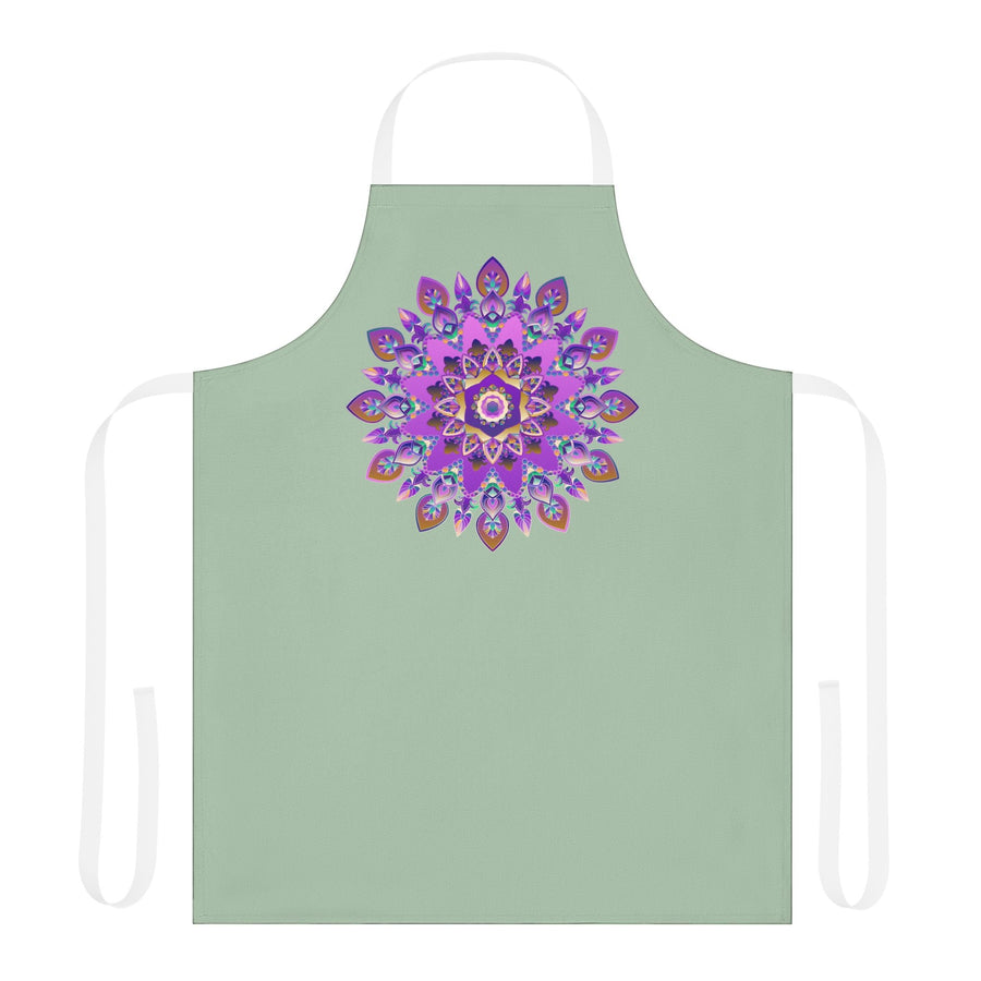 Mandala Apron - Sage Green - Hand Drawn Art All Over Prints - Blululi