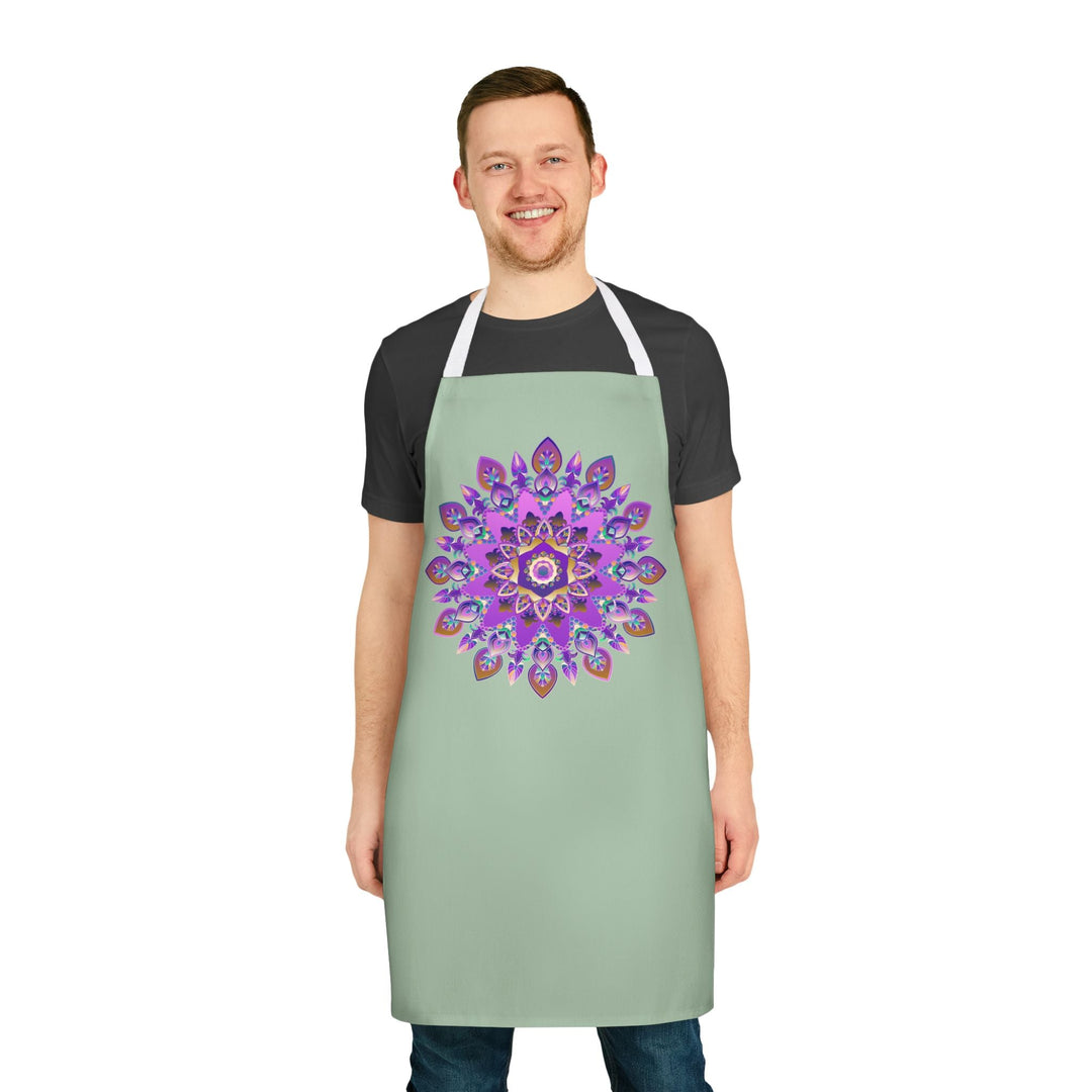 Mandala Apron - Sage Green - Hand Drawn Art All Over Prints - Blululi