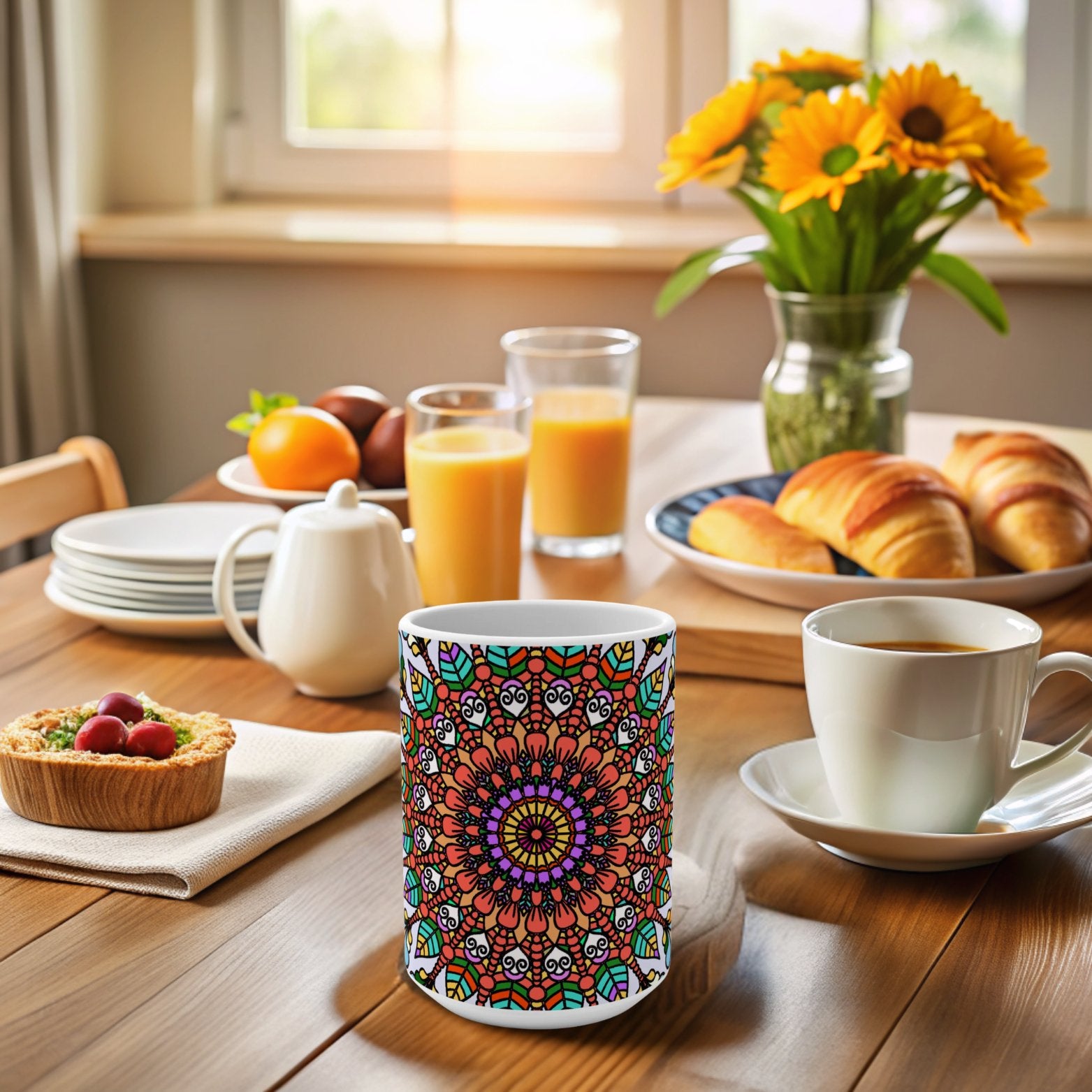 Mandala Art 15oz Ceramic Mug - Perfect for Coffee & Tea Lovers 2 Mug - Blululi