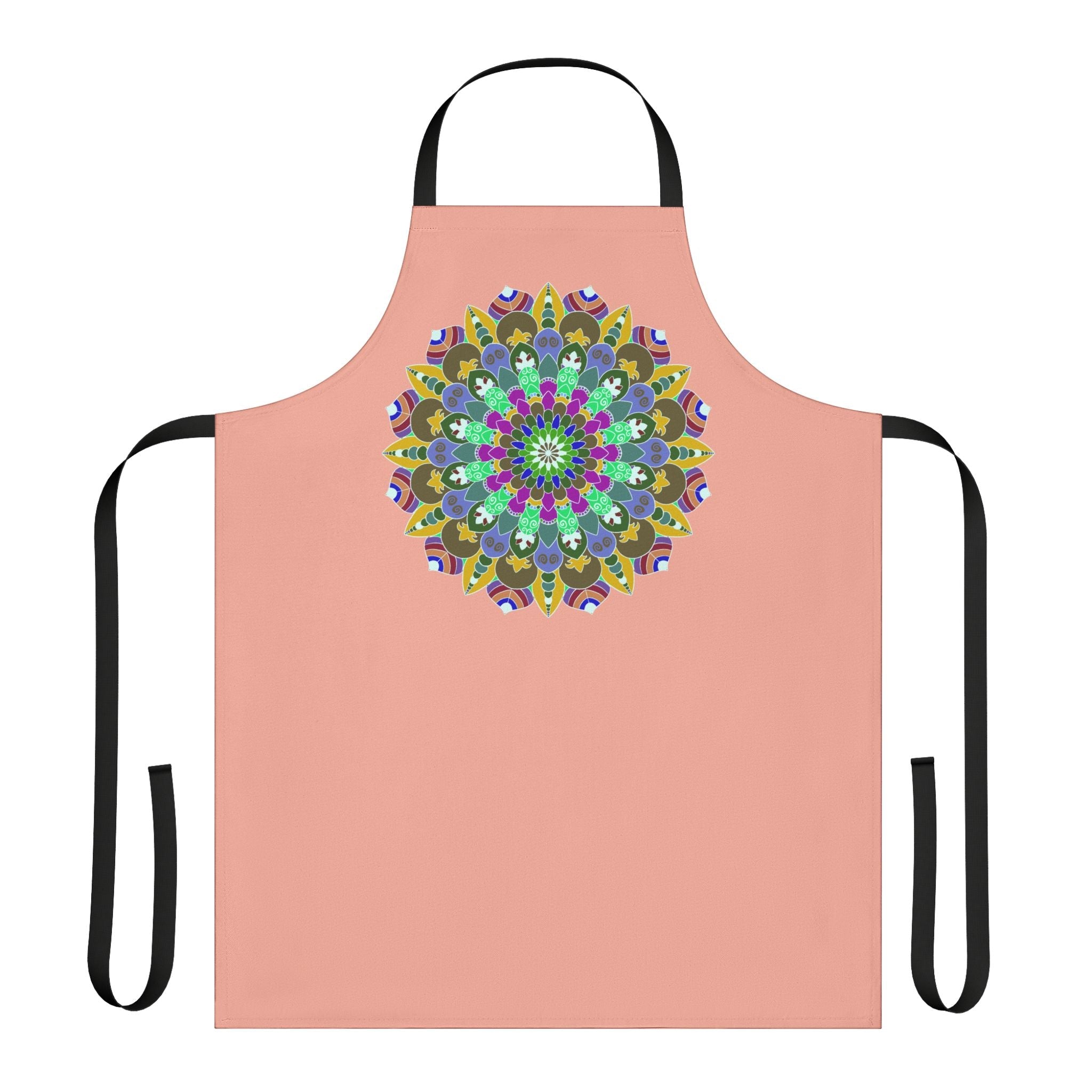 Mandala Art Apron - Apricot & Black All Over Prints - Blululi