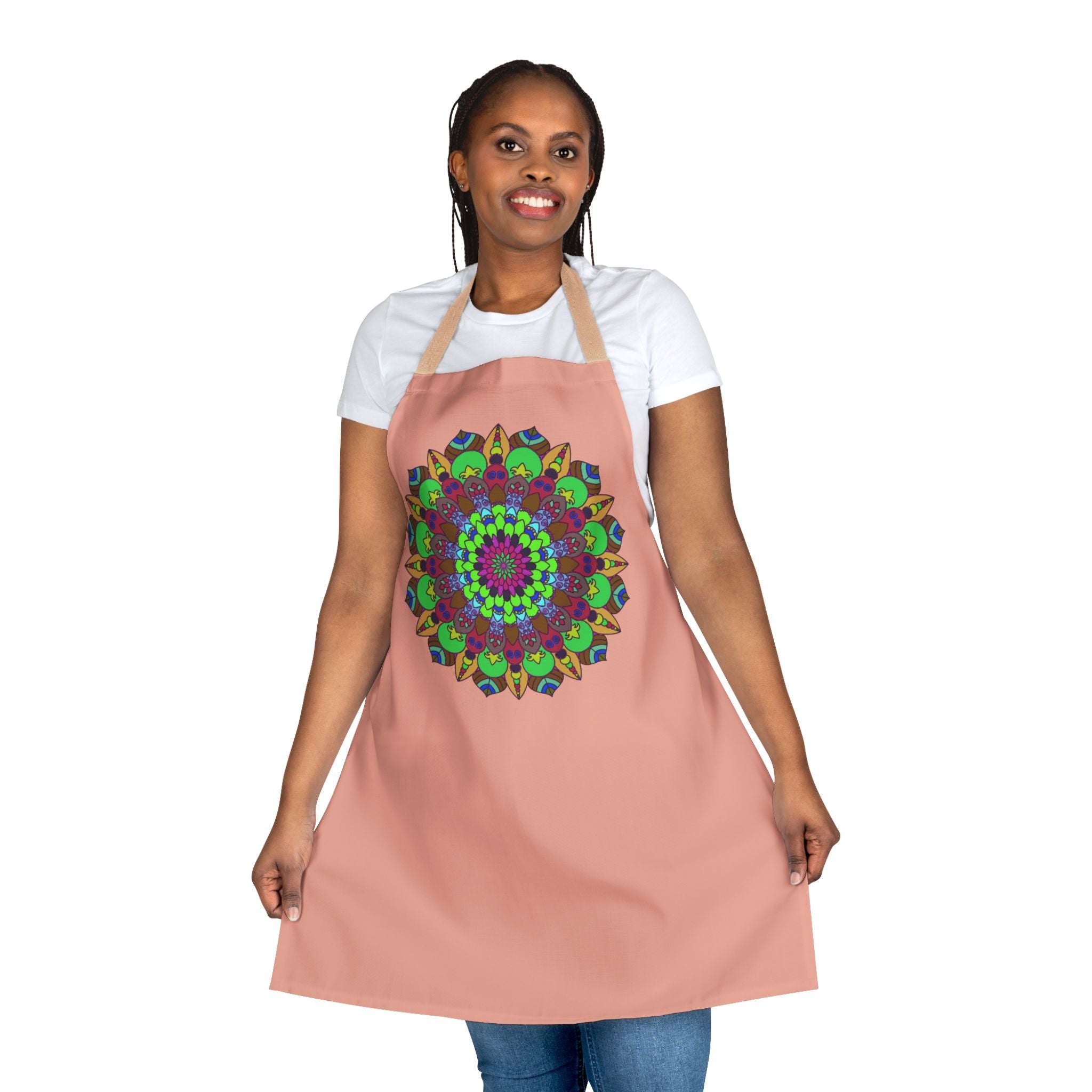 Mandala Art Apron - Apricot & Black All Over Prints - Blululi