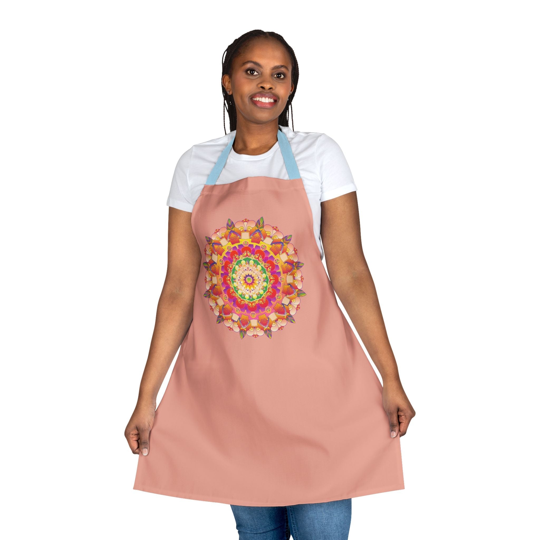 Mandala Art Apron - Apricot & Black All Over Prints - Blululi