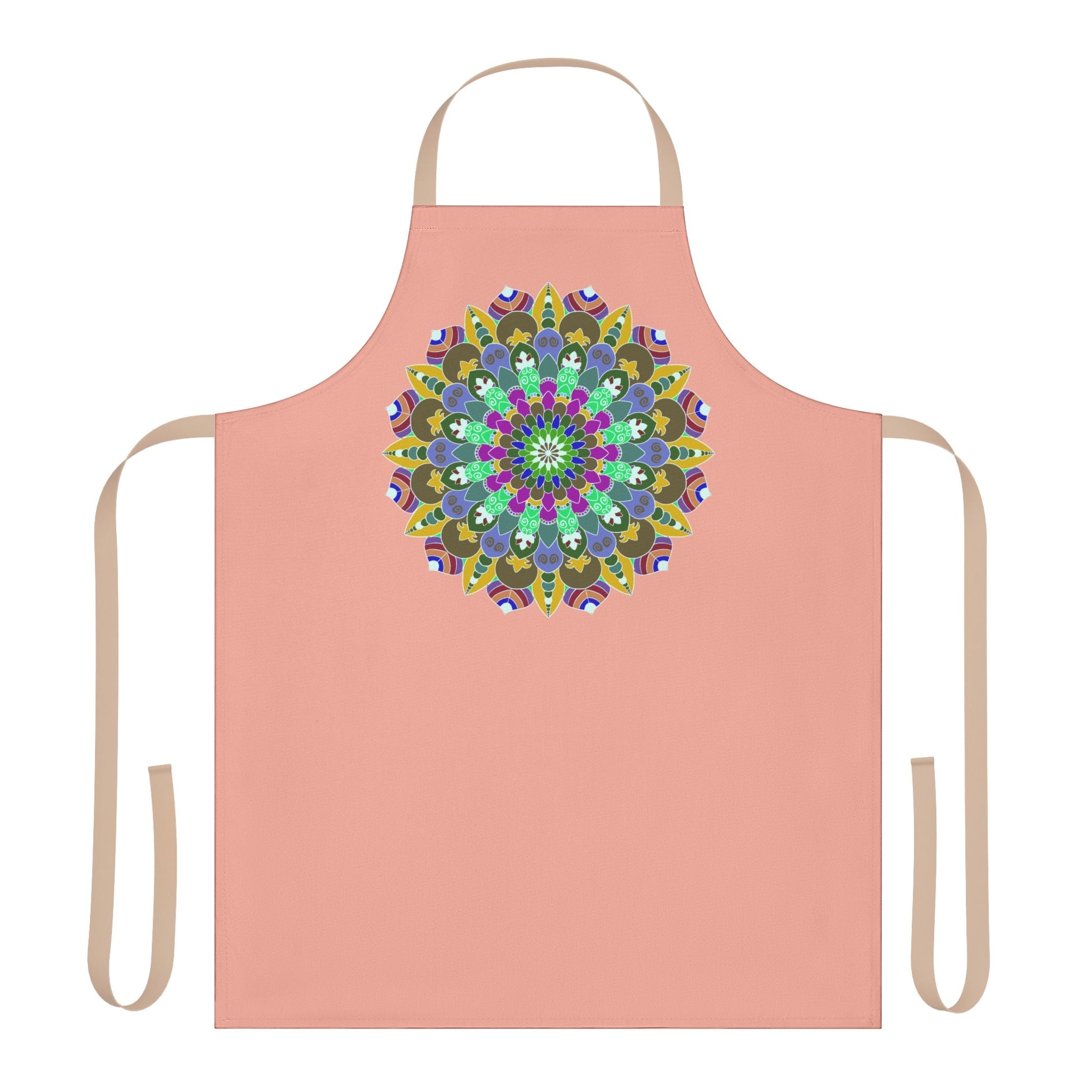 Mandala Art Apron - Apricot & Black All Over Prints - Blululi